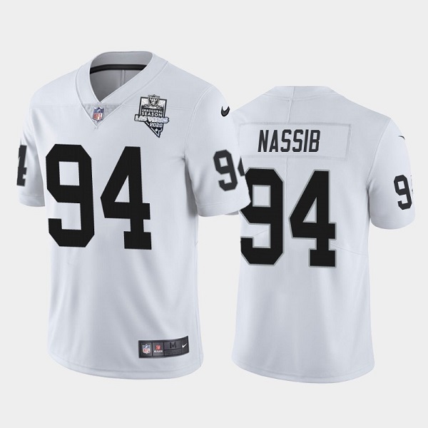 Men's Las Vegas Raiders #94 Carl Nassib White NFL 2020 Inaugural Season Vapor Limited Stitched Jersey Men's Las Vegas Raiders #94 Carl Nassib White NFL 2020 Inaugural Season Vapor Limited Stitched Jersey